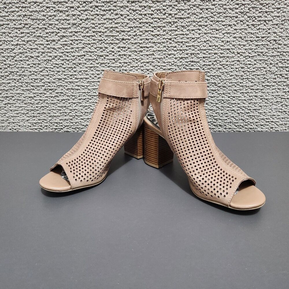 ANA TROUT Women's Brown Shoes Sandals Mid Height Heel Tan Mesh Size 7M